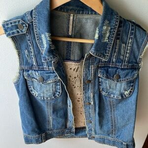 Free People Denim/Lace Vest